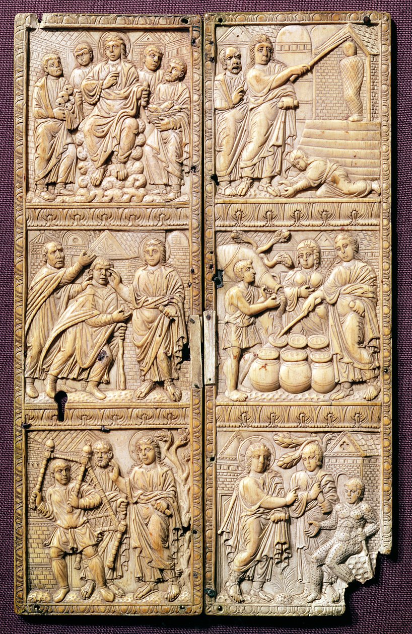 Kristuksen ihmeitä esittävä diptyykki, noin 450-460 jKr. tekijältä Roman