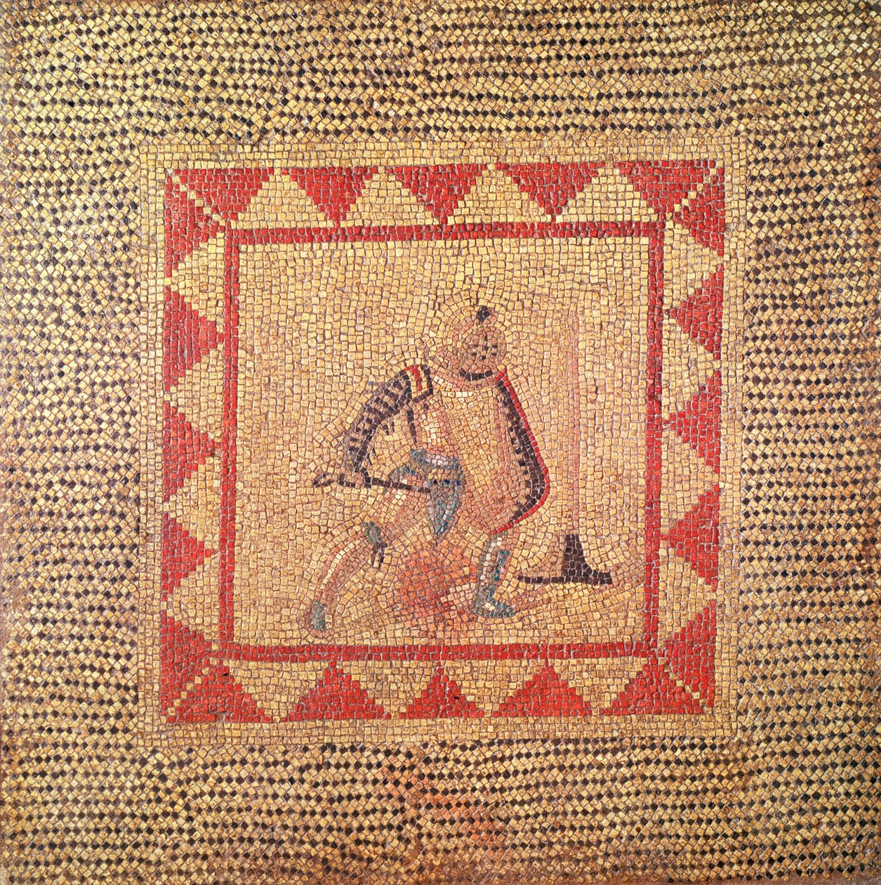 Gladiaattoria kuvaava lattia Flacesta (mosaiikki) tekijältä Roman
