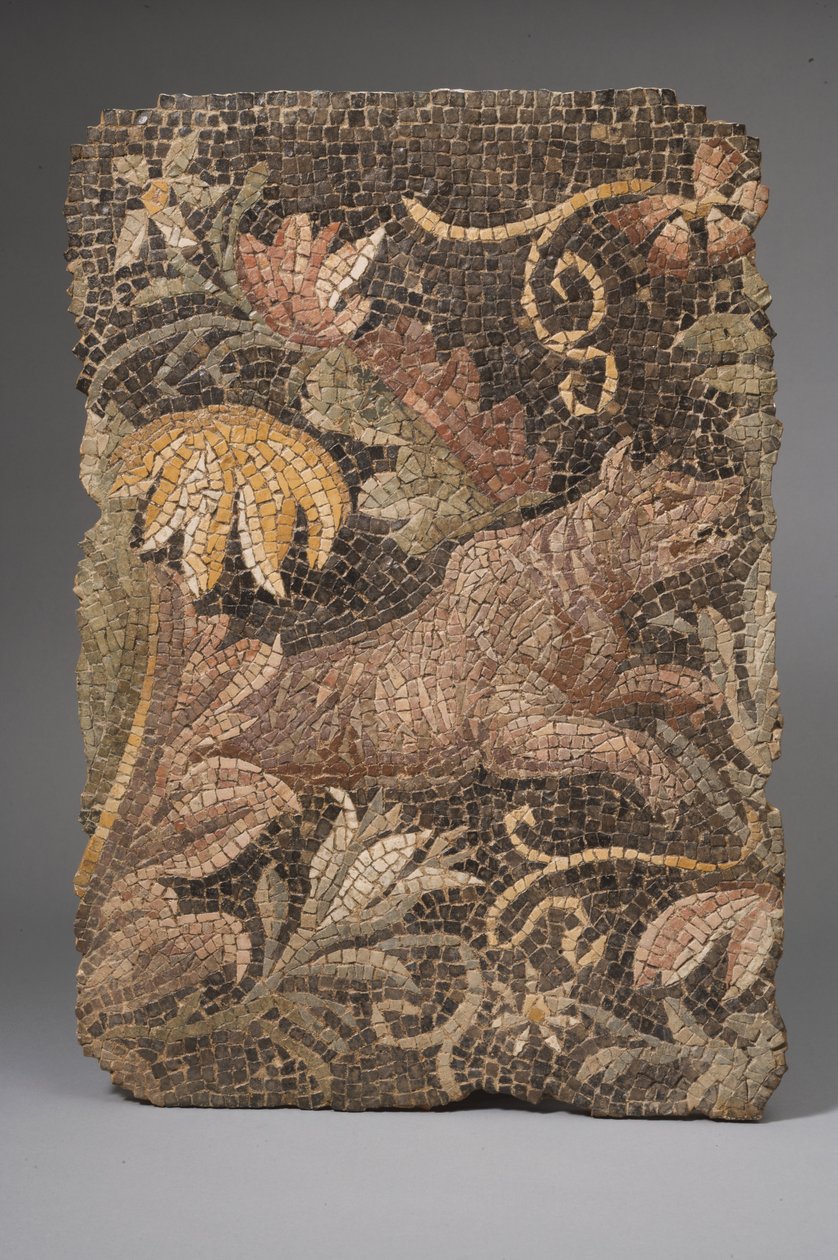 Fragmentti susia kuvaavasta mosaiikista (mosaiikki) tekijältä Roman