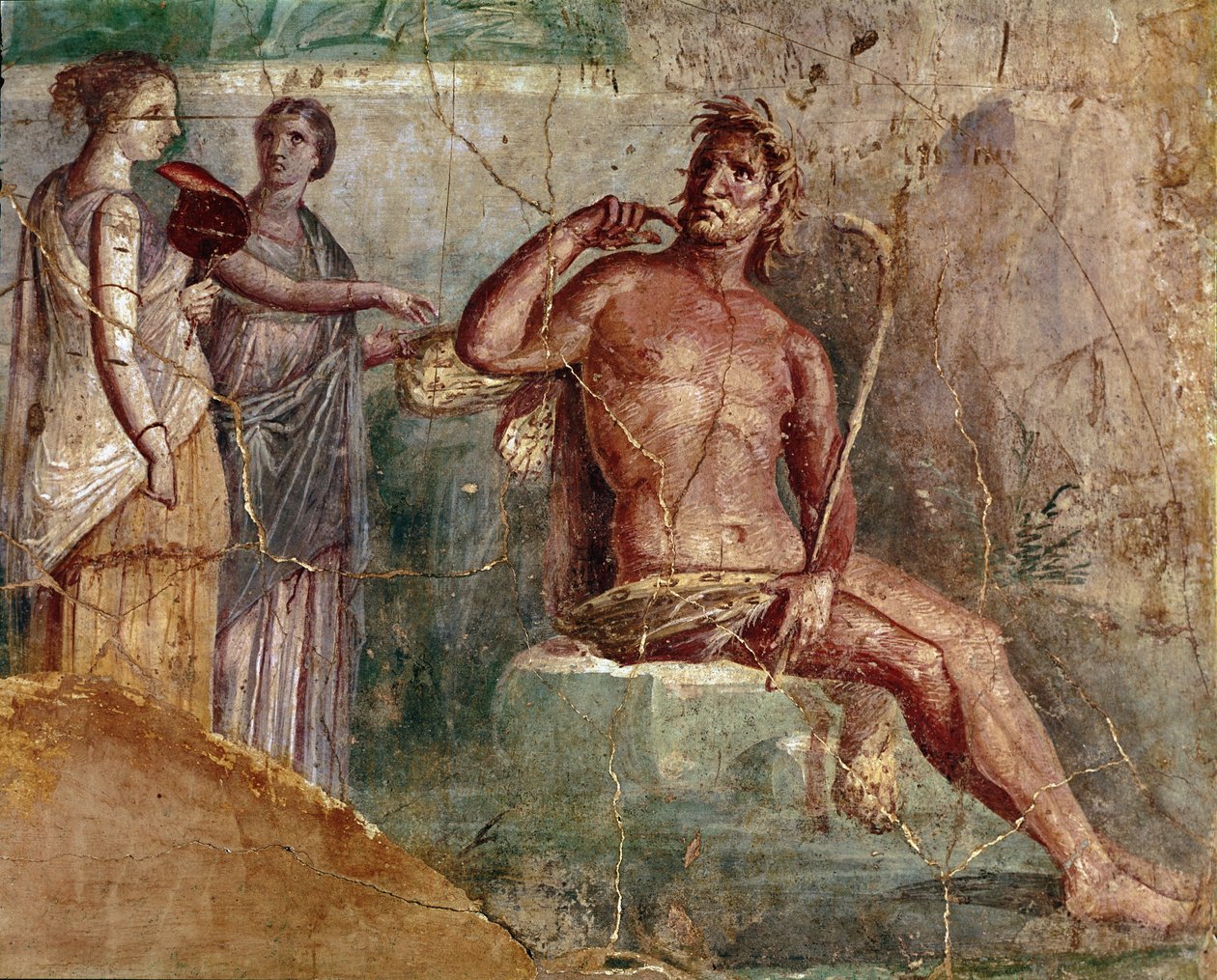 Galatea, jossa on tuuletin, ja Polyphemus, Pompejista, 60-80 jKr tekijältä Roman