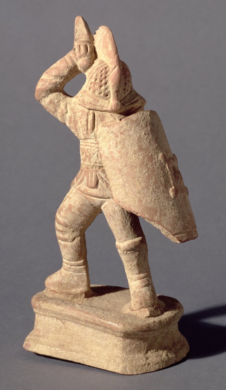 Gladiaattori samniittihaarniskassa, 1. tai 2. vuosisadalla jKr (savi) tekijältä Roman