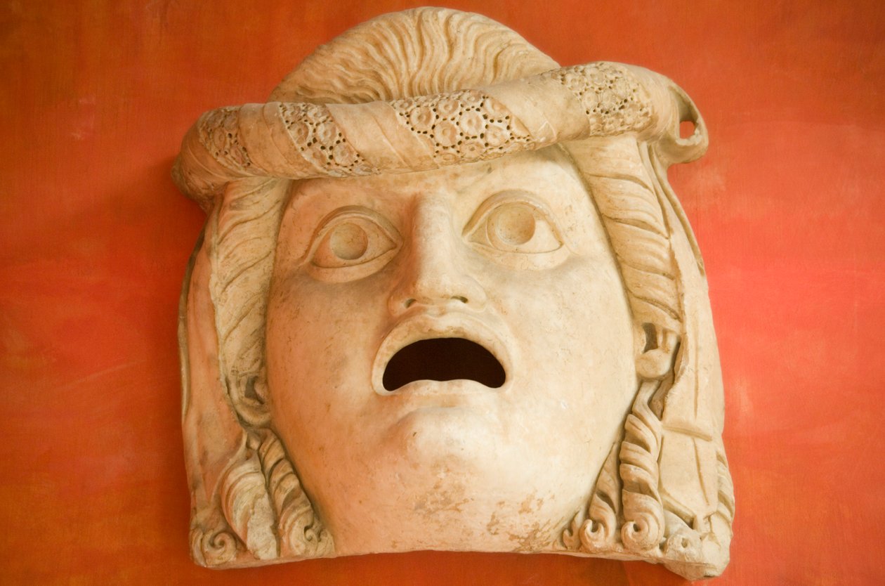 Naamio avoimella suulla, Rooman keisarillinen aika (30 eKr.-500 jKr) (marmori) tekijältä Roman