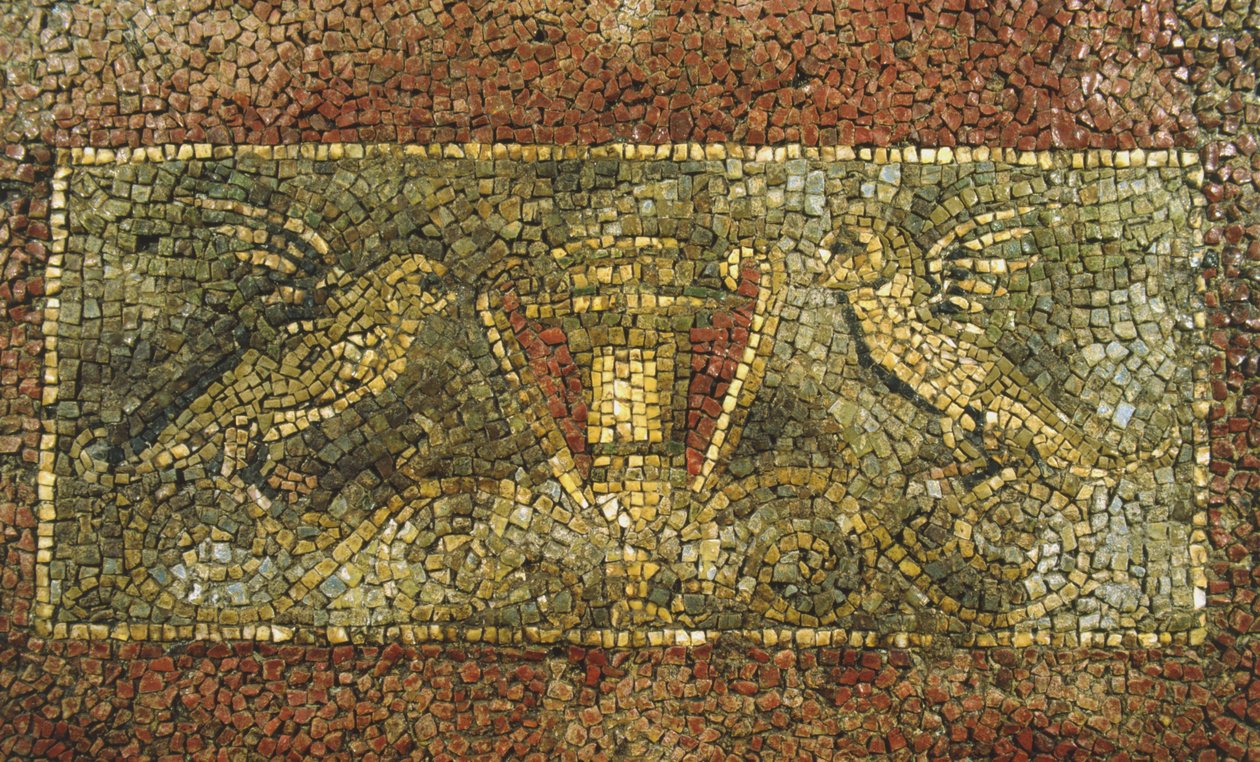 Mosaiikki vanhasta rakennuksesta Quirinale-kasarmin alapuolella Roomassa (mosaiikki) tekijältä Roman