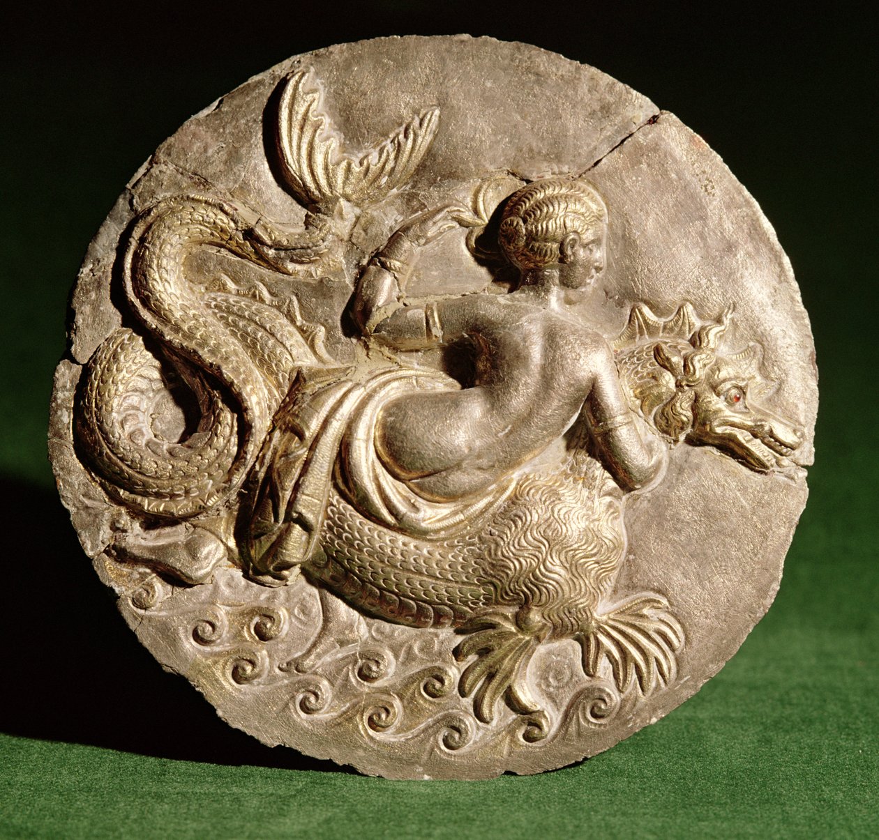 Nereid Ketosilla, Canosa di Pugliasta löydetyn pyxiksen kannesta, noin 130 eKr. (hopea) tekijältä Roman
