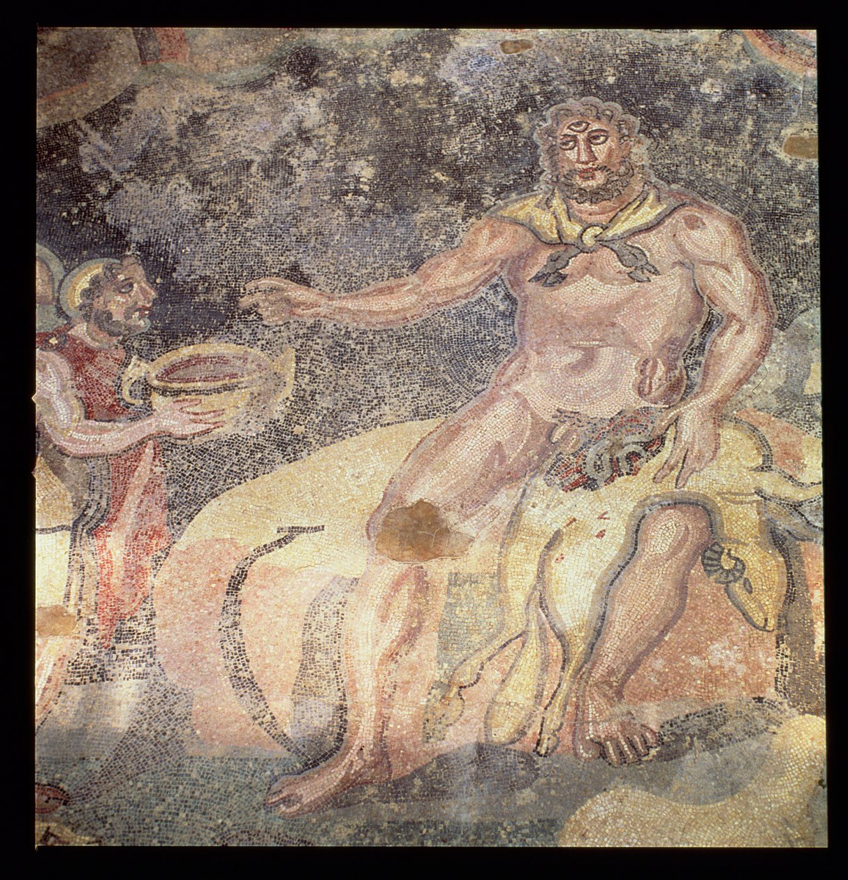 Polyphemus Kyklooppi, roomalainen mosaiikki, 400-luvun alku jKr. (mosaiikki) tekijältä Roman