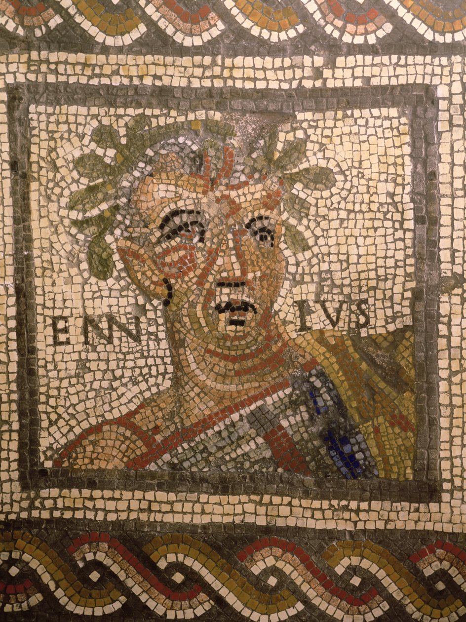 Muotokuva Quintus Enniuksesta (239-169 eKr.) (mosaiikki) tekijältä Roman