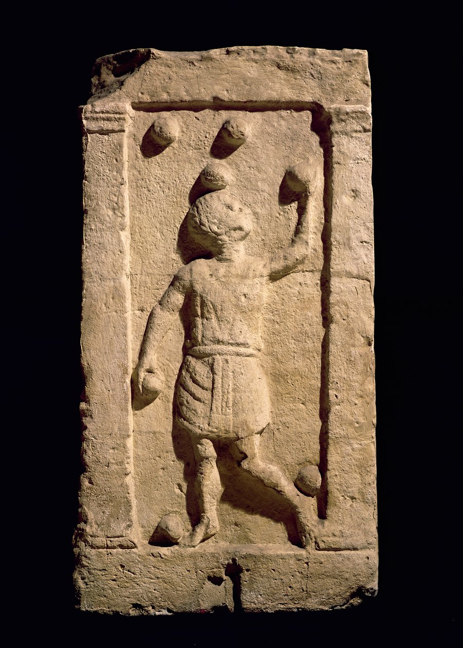 Relief, joka kuvaa jonglööriä Settimia Spican stelalta tekijältä Roman
