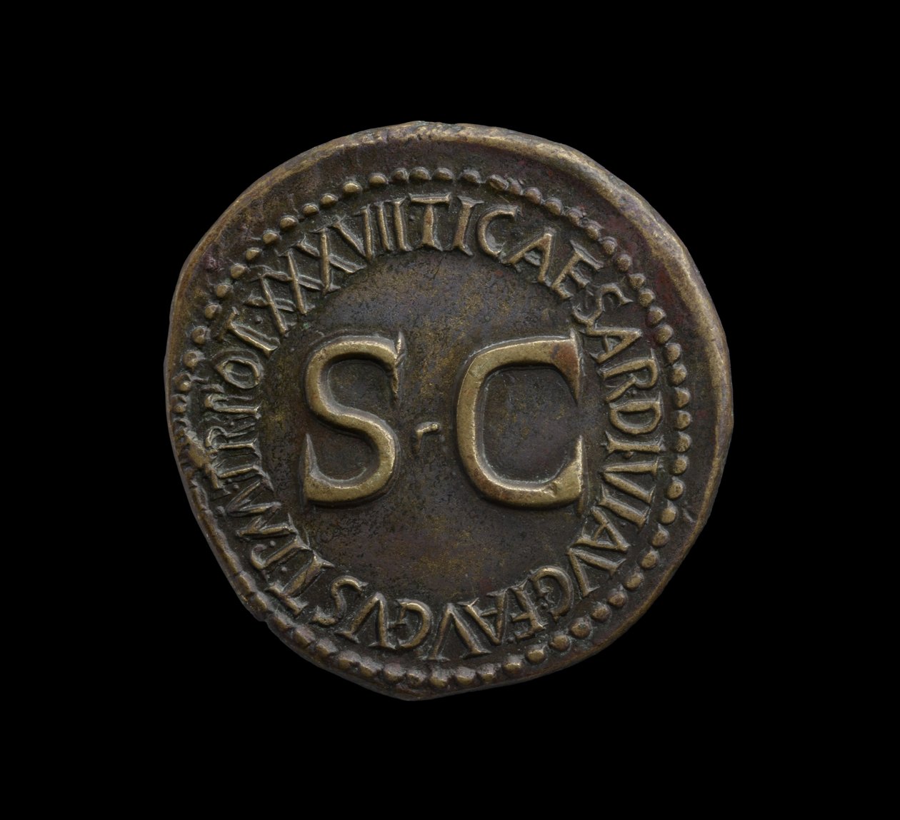 Rooman keisarillinen kolikko Roomasta, 35-36 jKr (orichalcum messinki) tekijältä Roman