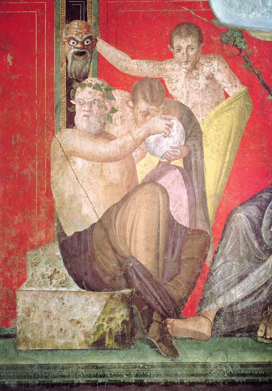 Silenus ja nuori satyyri, East Wall, Oecus 5, 60-50 eKr. (katso lisätietoja kohdasta 57188) tekijältä Roman