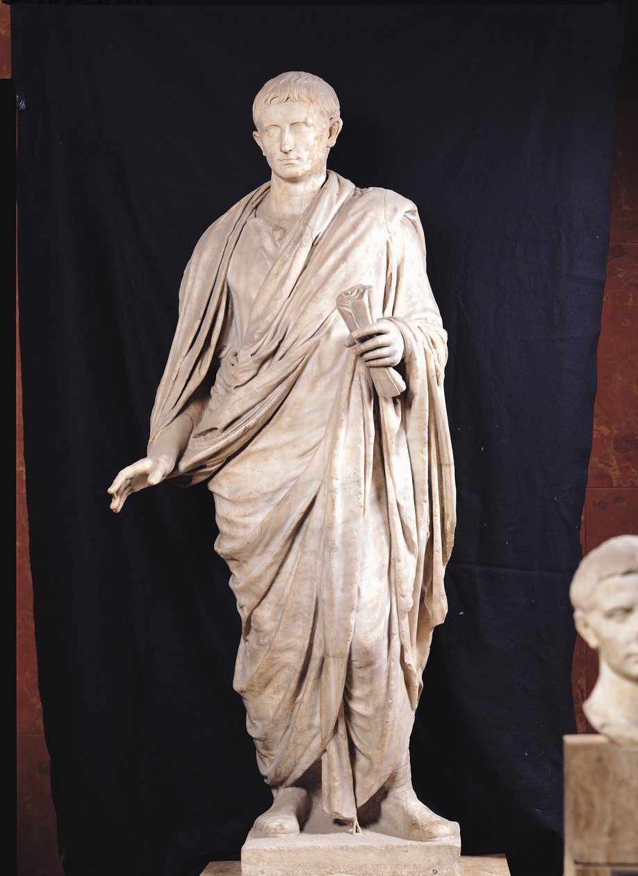Caesar Augustuksen (63 eKr.-14 jKr.) patsas Velletristä, 1.-2. vuosisadalla jKr. (marmori) tekijältä Roman