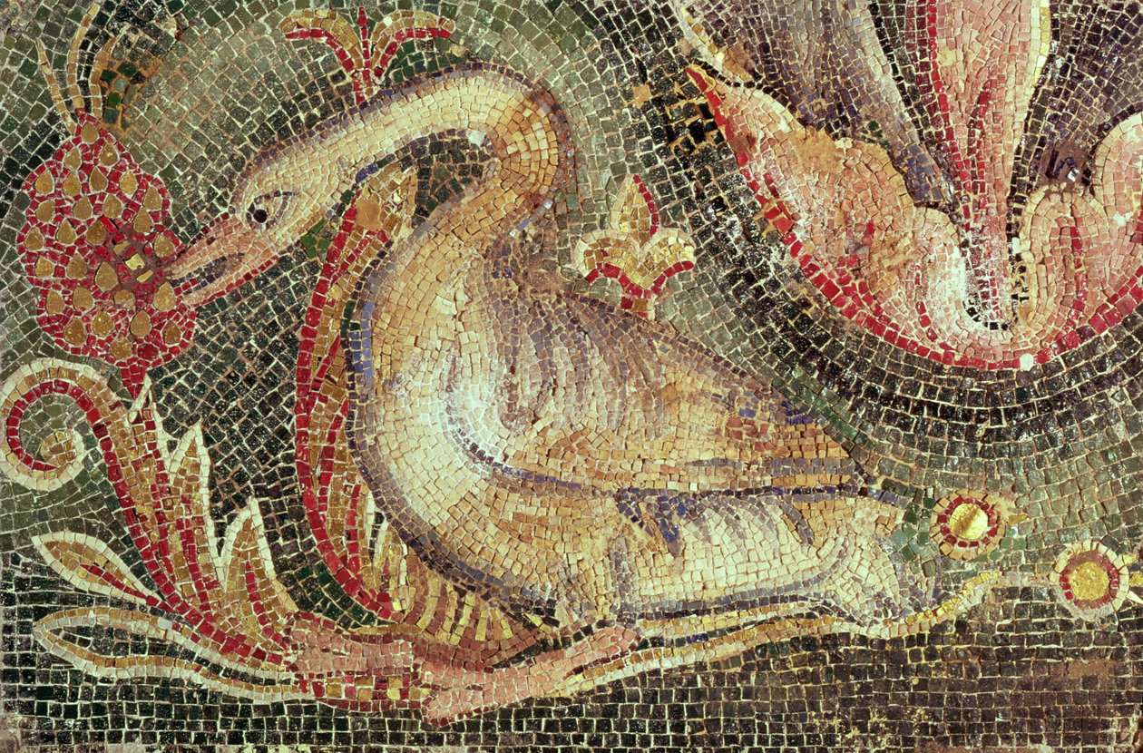 Joutsen, kunnostettu n. 1200 (mosaiikki) tekijältä Roman