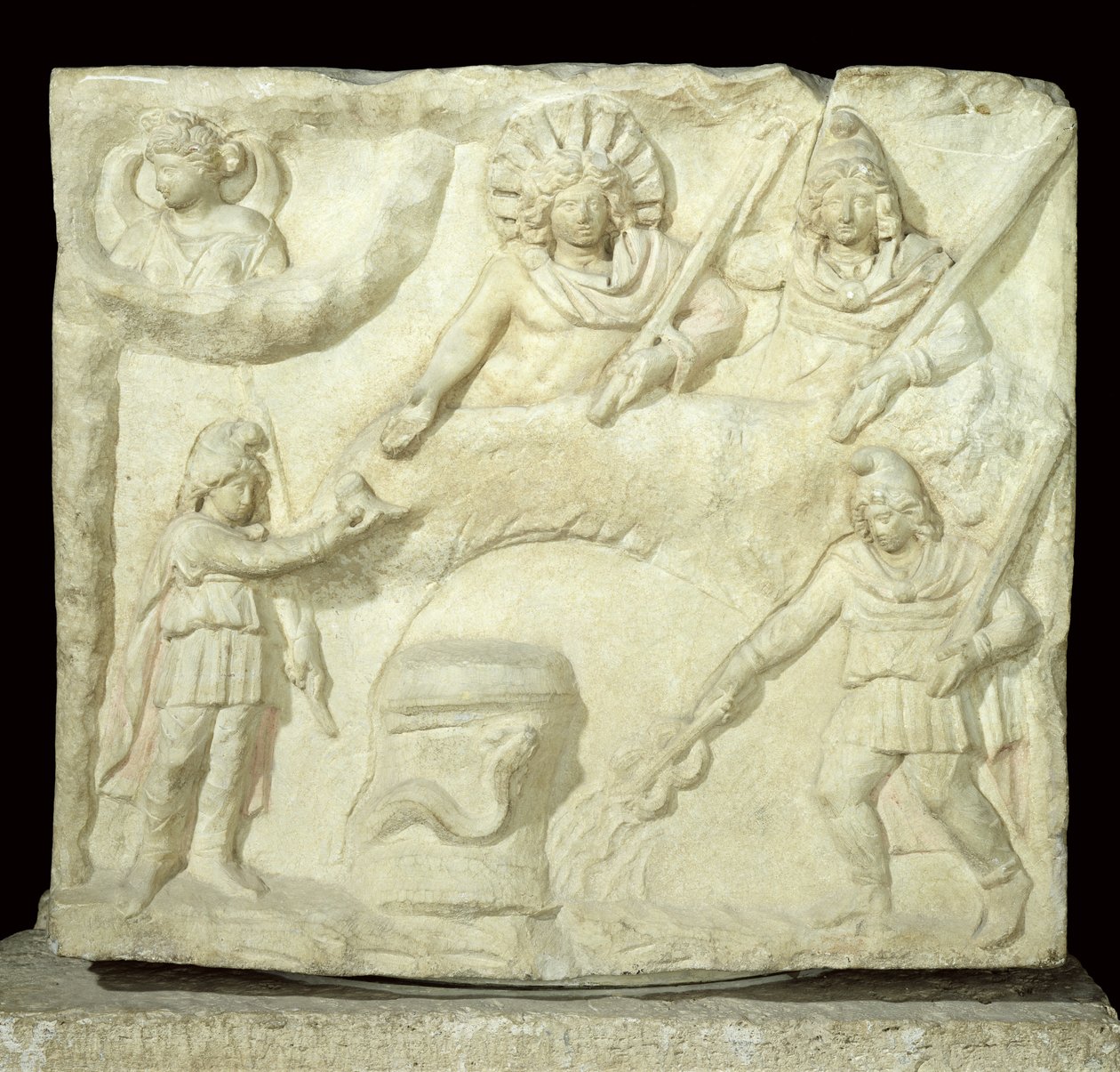Mithraksen ja auringon juhla, 2.-3. vuosisadalla jKr. (marmori) (katso myös 173164) tekijältä Roman