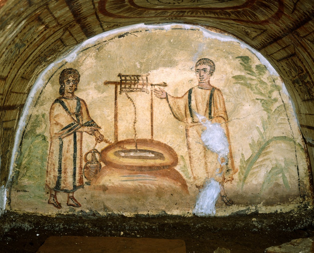 Samarialainen nainen kaivon ääressä, Via Latinan katakombit, Rooma. tekijältä Roman