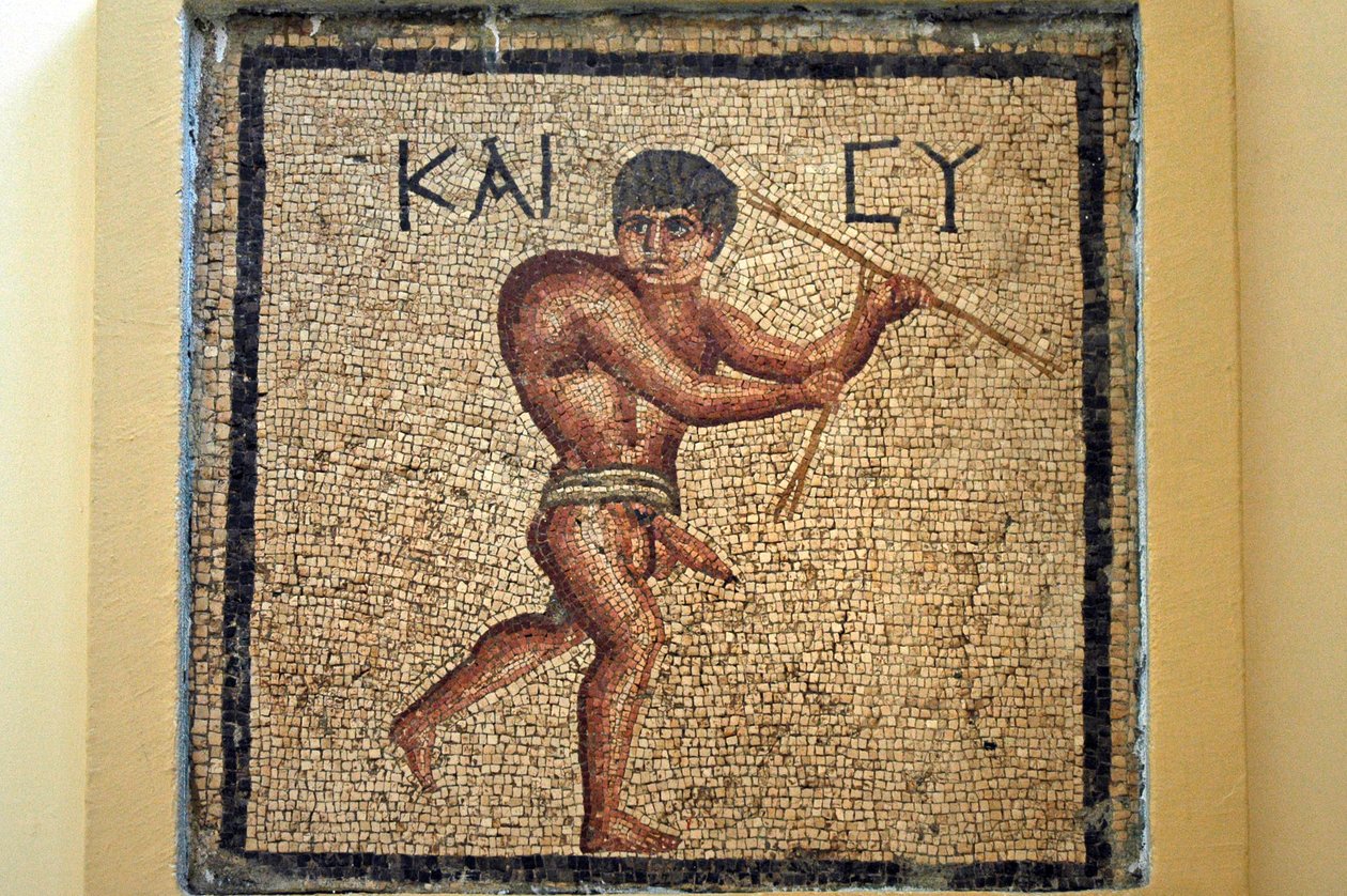 Onnellinen kyttyräselkä Antakyasta (mosaiikki) tekijältä Roman