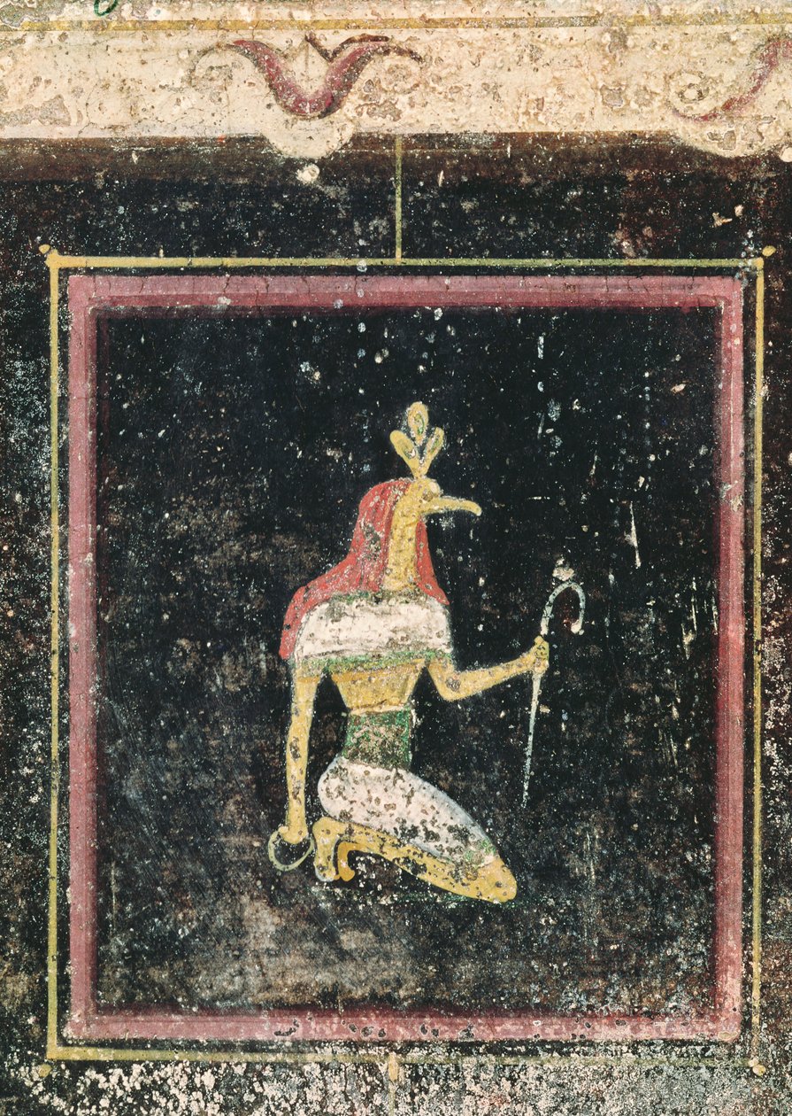Thoth, yksityiskohta tabliniumista, joka on koristeltu egyptiläisillä maalauksilla, n. 27-14 eKr. tekijältä Roman