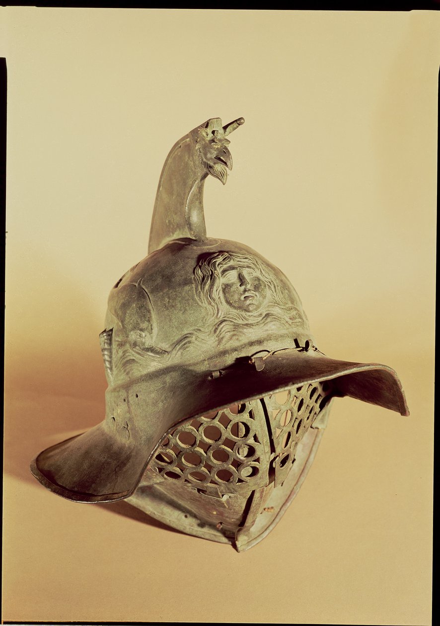 Traakialaisen gladiaattorin kypärä (pronssi) tekijältä Roman