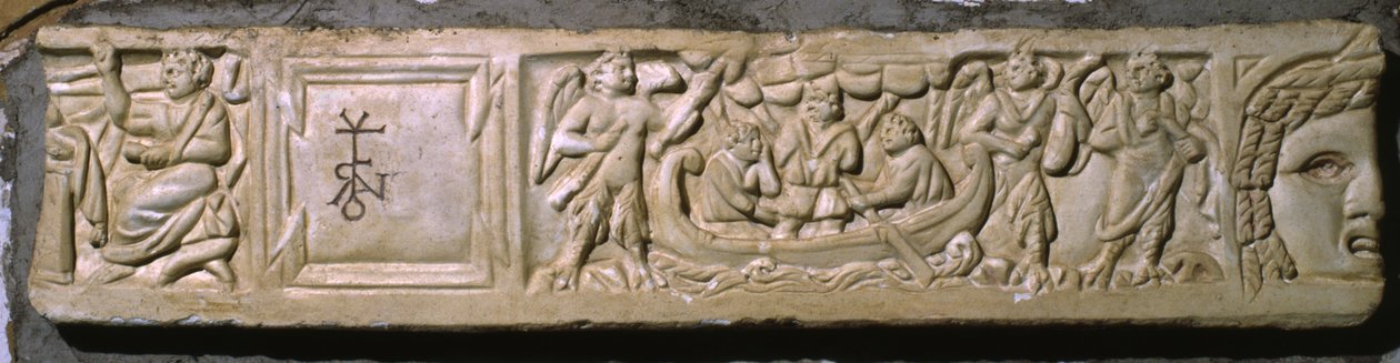 Ulysses ja sireenit, katkera sarkofagin kansi (marmori) tekijältä Roman