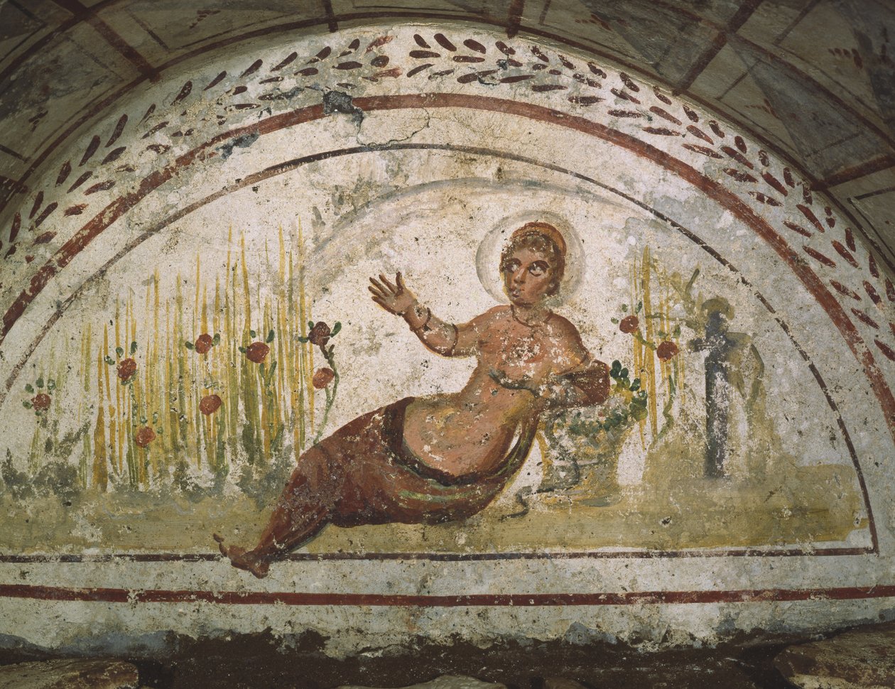 Seinämaalaus Via Latinan katakombeista, Roomasta tekijältä Roman