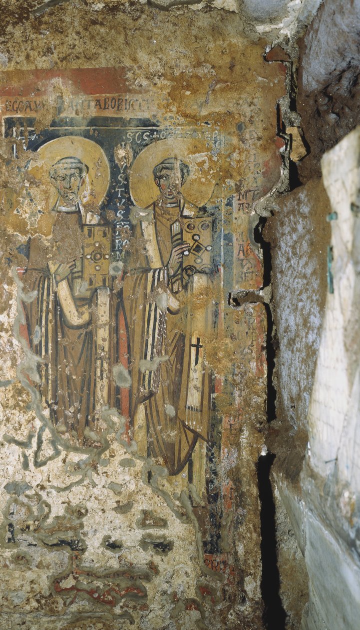 Seinämaalaus paavien kryptasta, San Calliston katakombeista, Roomasta tekijältä Roman