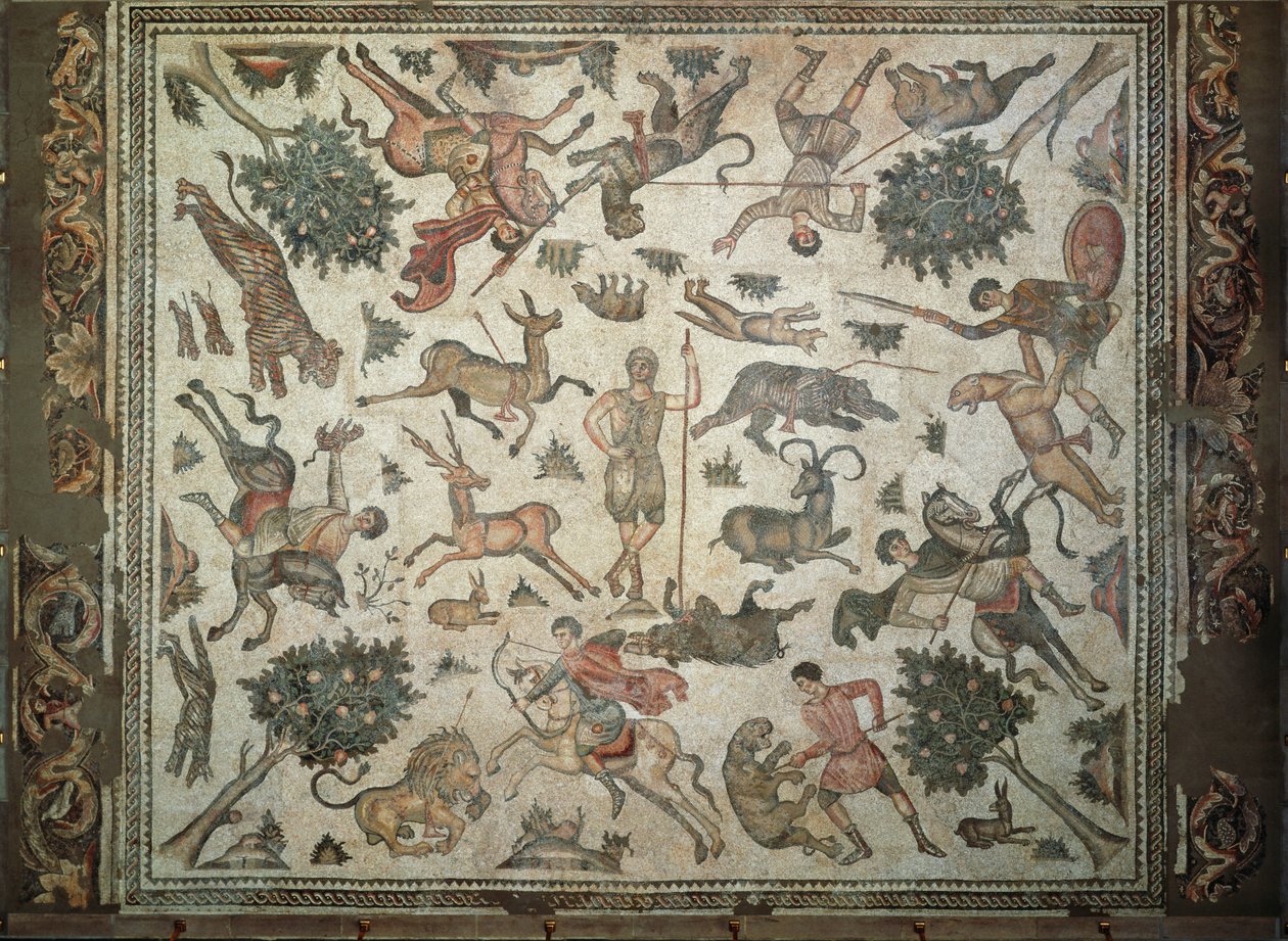 Worcester Hunt Floor Mosaic, Antiokiasta (mosaiikki) tekijältä Roman