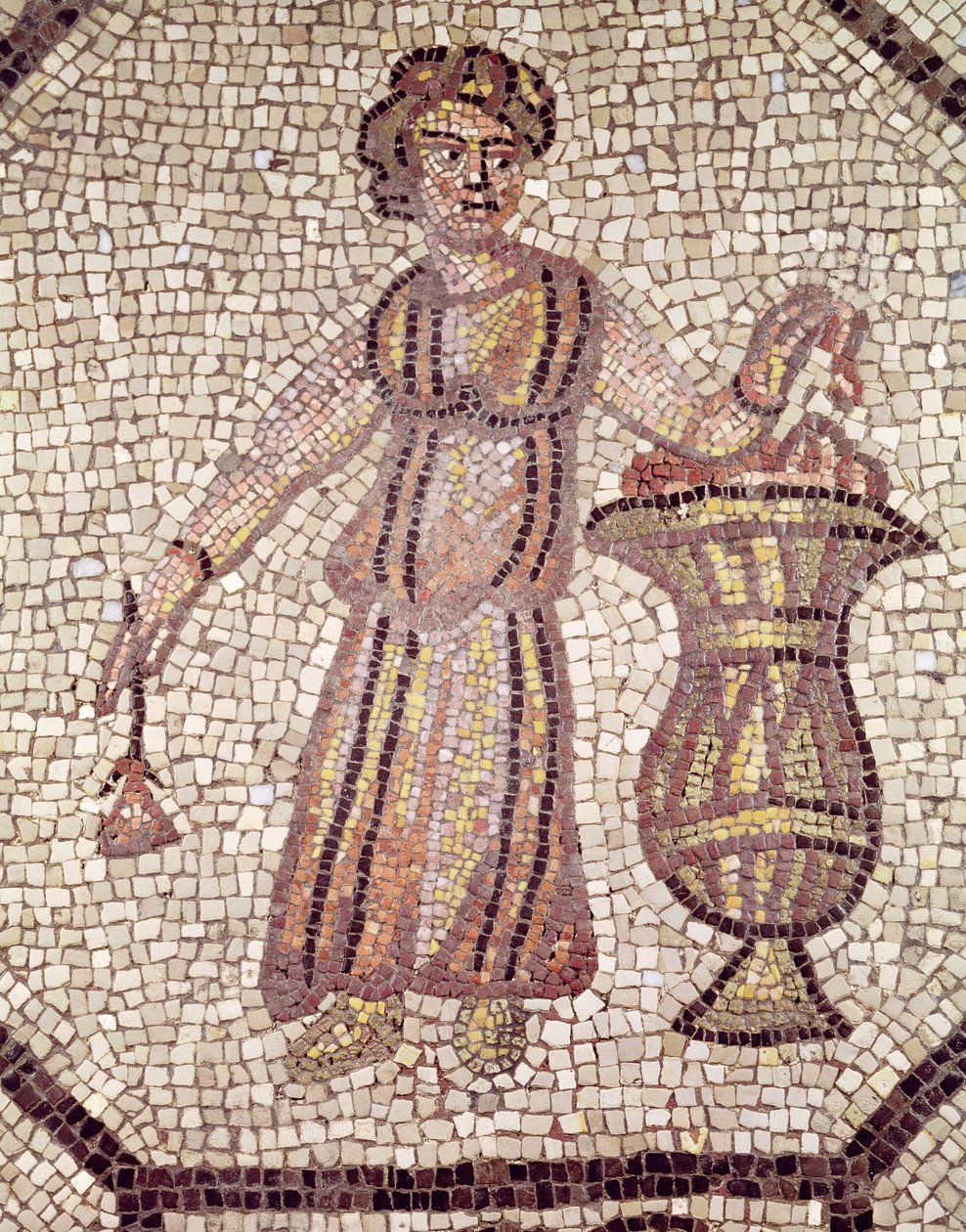 Nuori tyttö kukilla (mosaiikki) tekijältä Roman