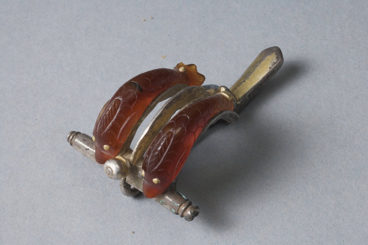 Fibula delfiinien kanssa (karneoli, kulta ja hopea) tekijältä Roman Imperial Period