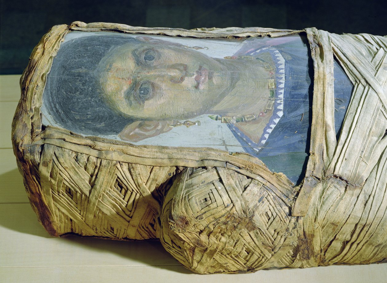 Eudaimonin muumiomuotokuva 2. vuosisadalla (enkaustinen vaha puulle ja pellavalle) tekijältä Roman Period Egyptian