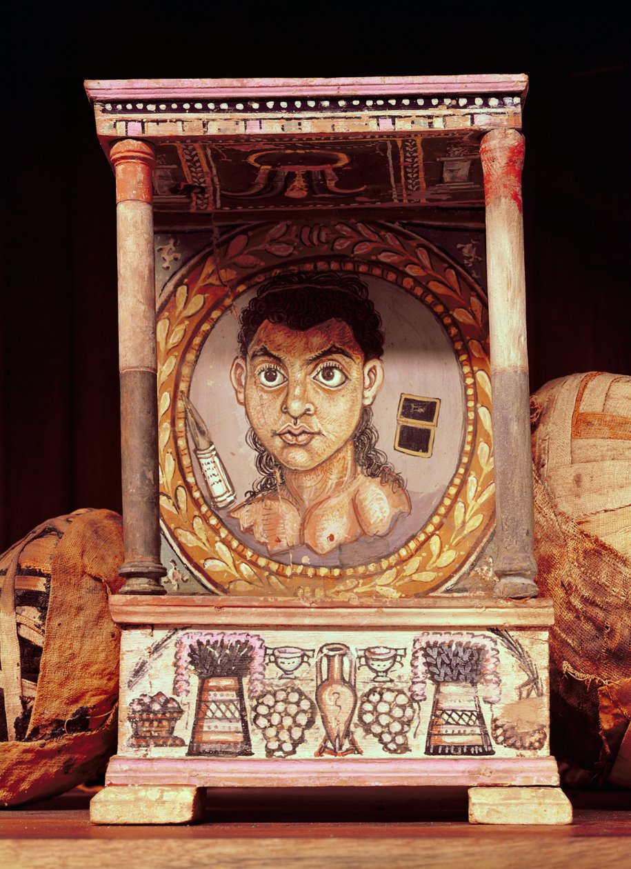Nuoren tytön muotokuva uhreilla (tempera paneelissa) tekijältä Roman Period Egyptian