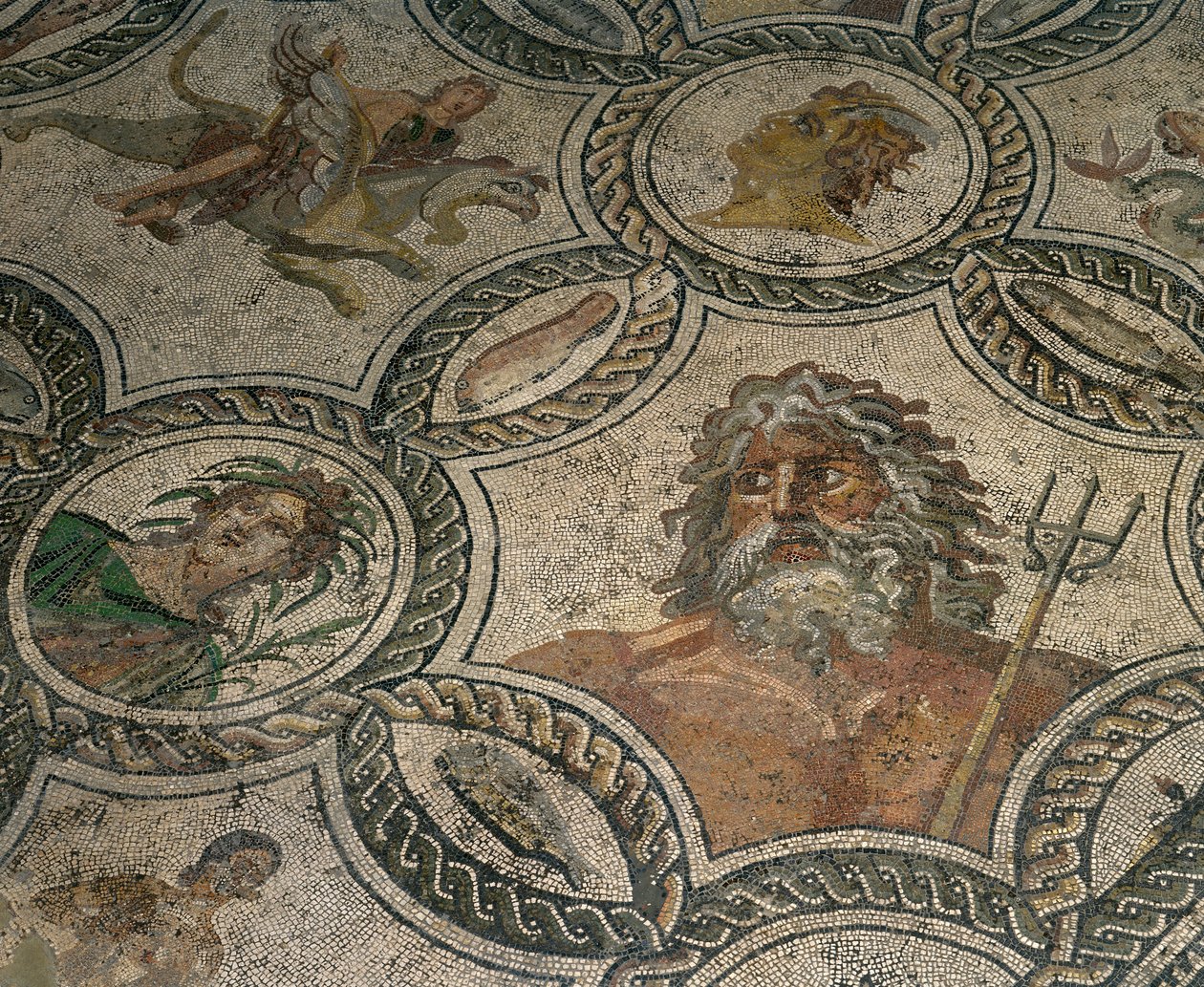 The Seasons (yksityiskohta), monivärinen mosaiikki tekijältä Roman Roman