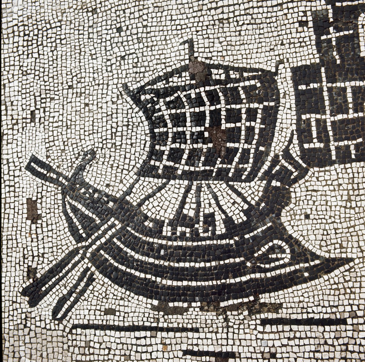 Laiva Ostian satamassa (mosaiikki tekijältä Roman