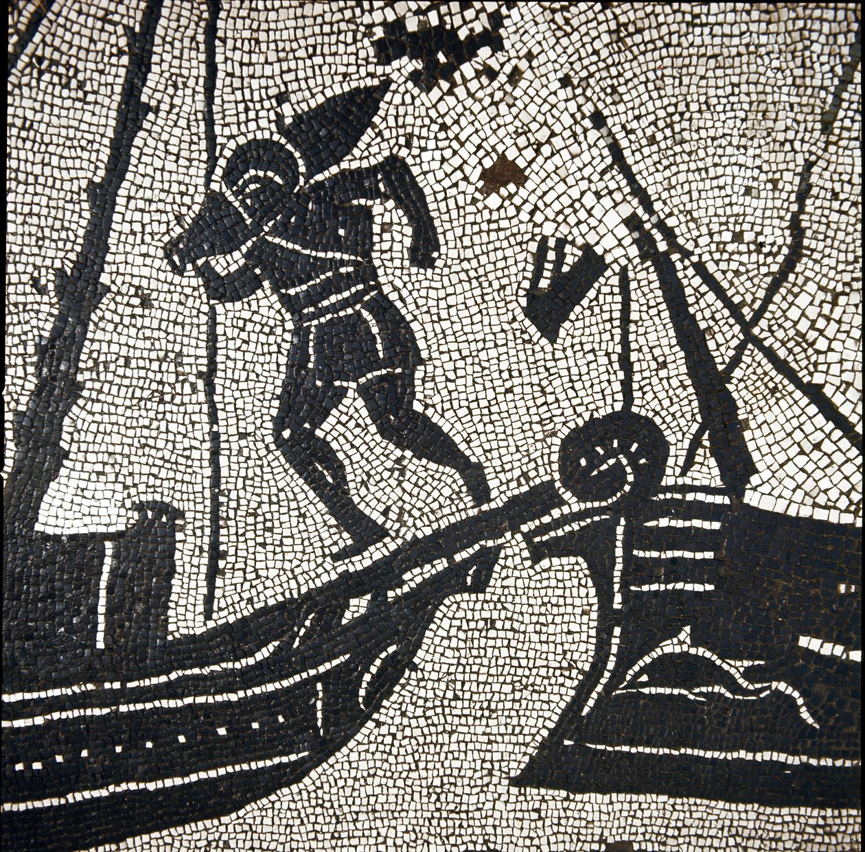 Cagliarin laiva palaamassa Ostian satamaan (mosaiikki tekijältä Roman