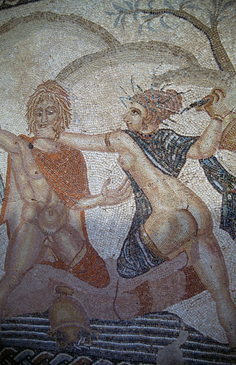 Nymfit sieppasivat Hylaksen, mosaiikki Venuksen talossa roomalaisessa Volubilisin kaupungissa (UNESCOn maailmanperintöluettelo) tekijältä Roman