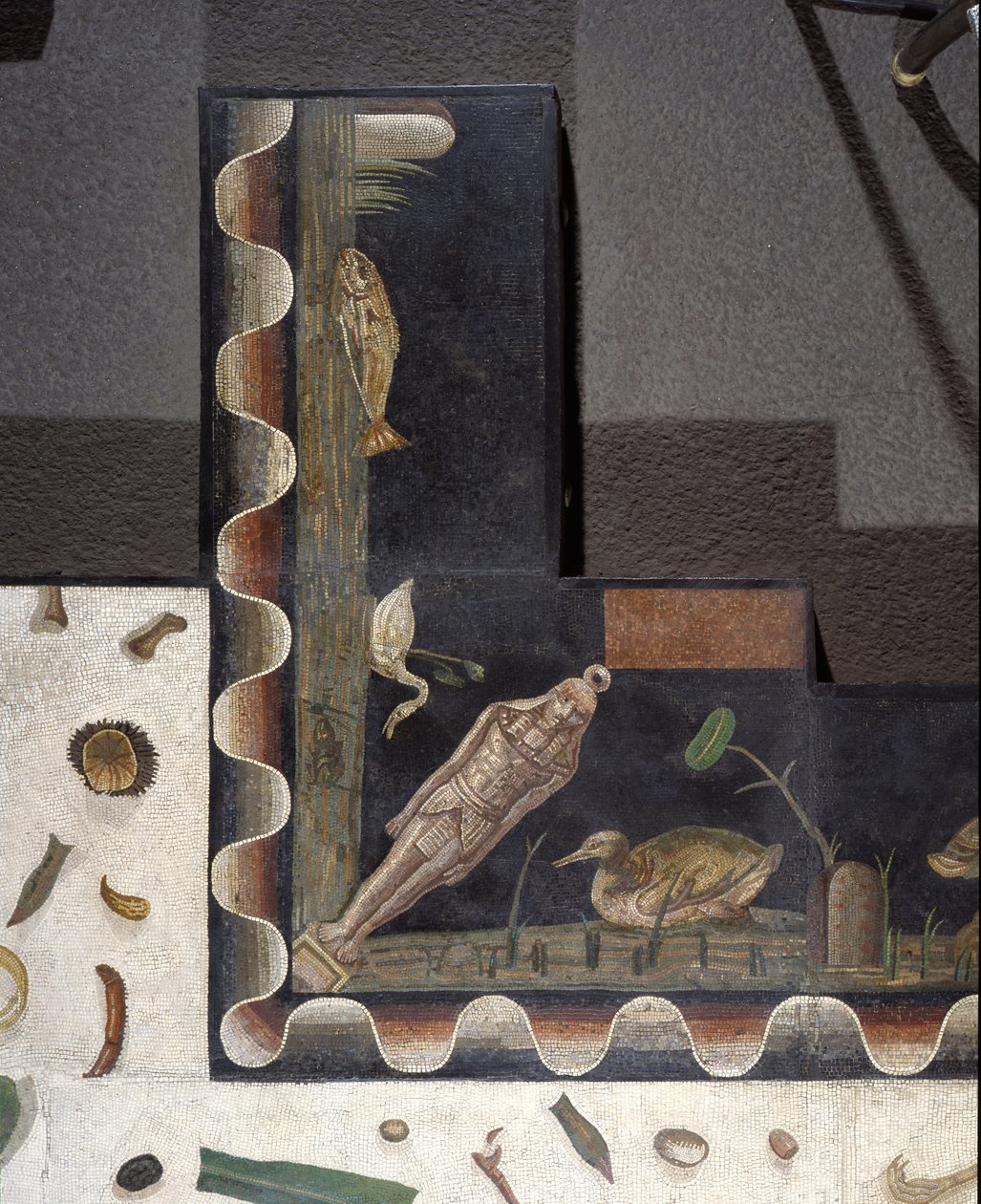 "Asarotos" (Lahjaamaton lattia) Haraklitonin signeeraama mosaiikkifragmentti Roomasta, 2. vuosisadalta jKr., Rooma tekijältä Roman