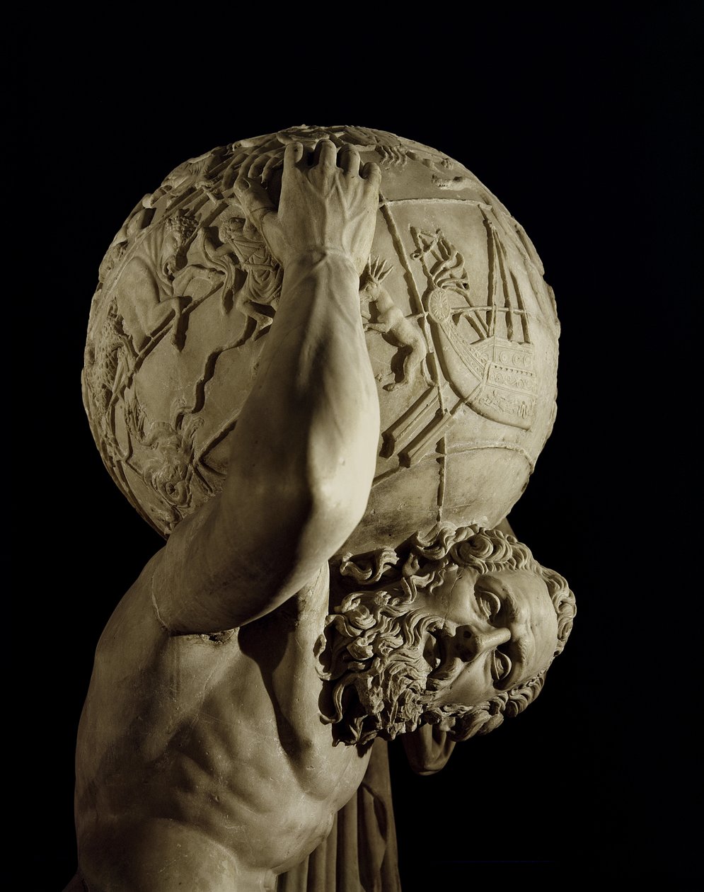 Atlas, kopio kreikkalaisesta hellenistisesta alkuperäisestä (marmorista) (yksityiskohta) tekijältä Roman