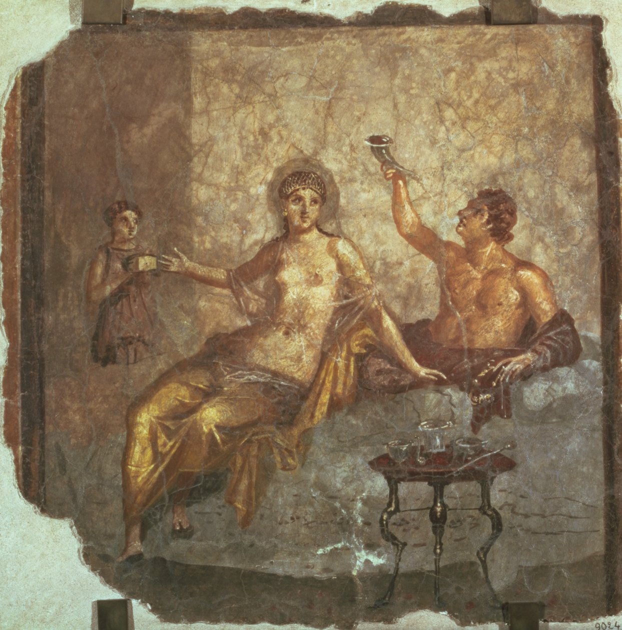 Juhlapariskunta orjan kanssa, Herculaneumista, n. 50-79 jKr tekijältä Roman
