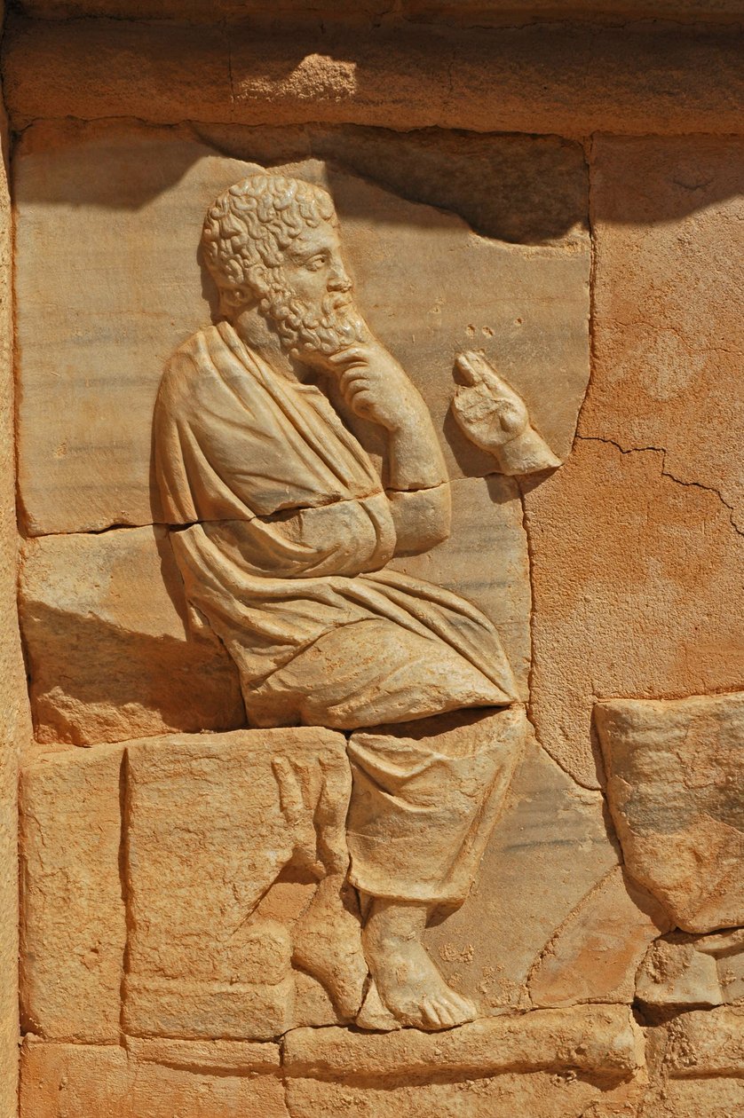 Bareljefit roomalaisen teatterin Prosceniumissa, Sabratha, Libya, 2. vuosisadalla jKr. tekijältä Roman