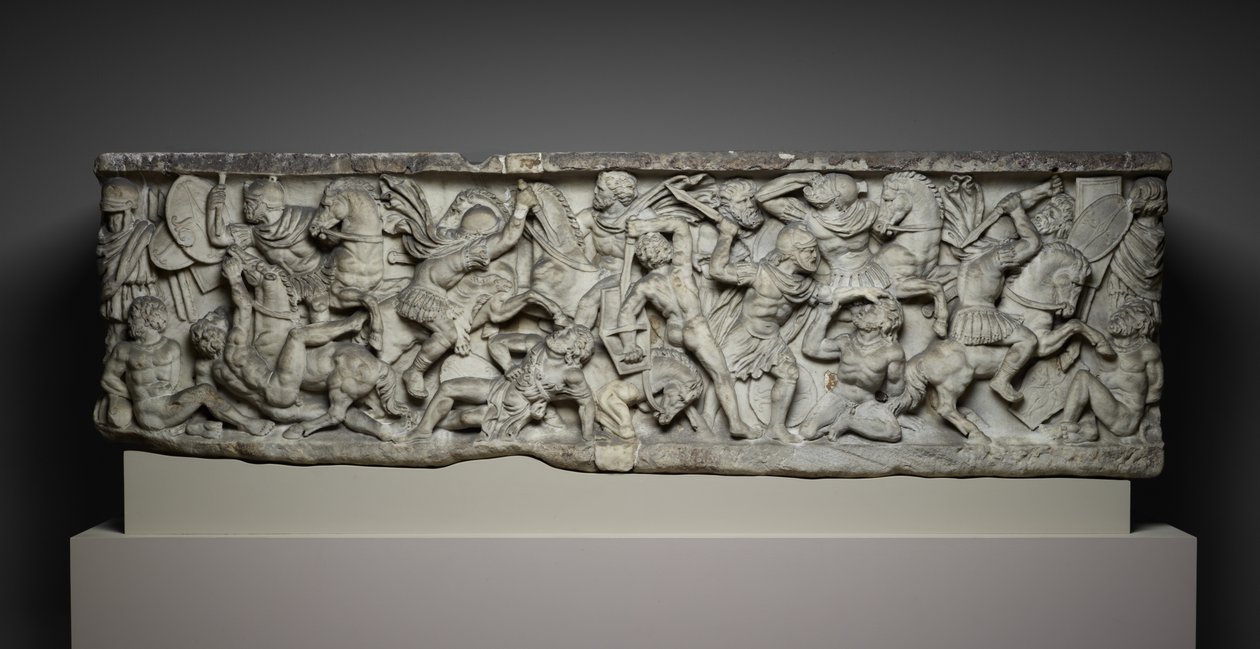 Taistelusarkofagi, n. 190 (marmori) tekijältä Roman