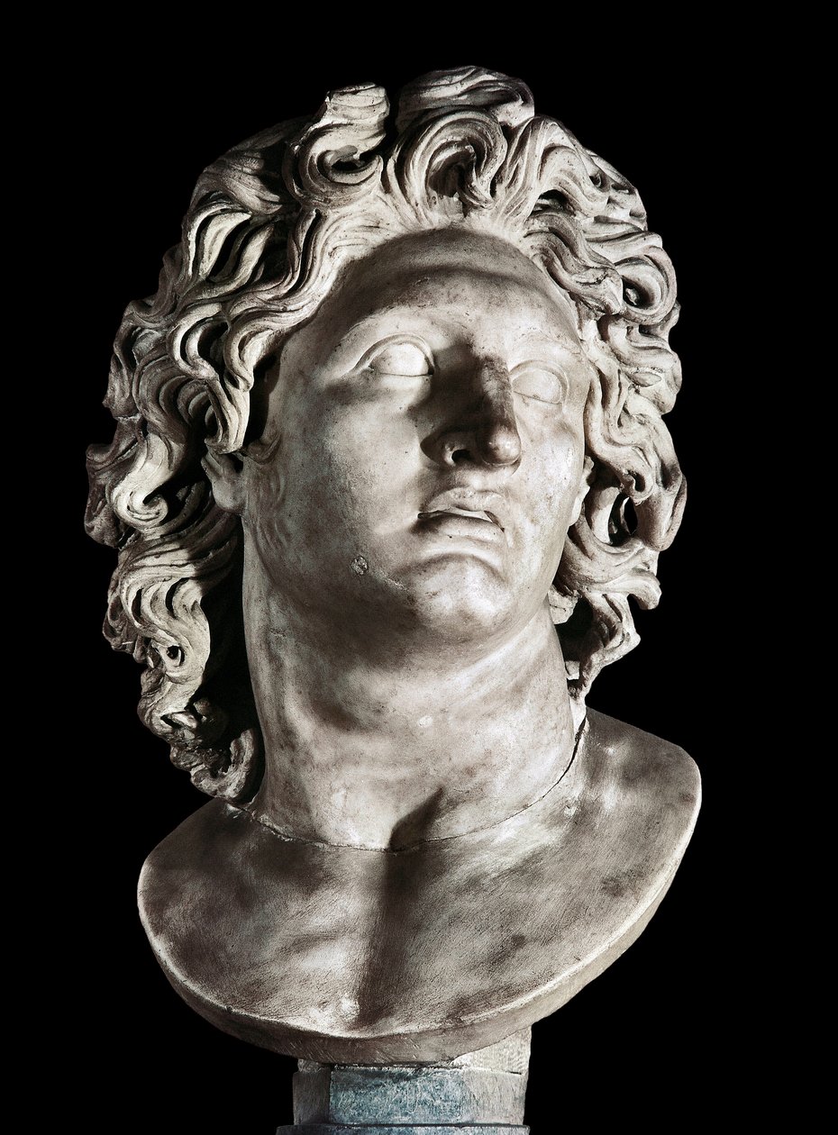 Makedonian kuninkaan ja Persian valloittajan Aleksanteri Suuren (356-323 eKr.) rintakuva. Roomalainen kopio kreikkalaisesta alkuperäiskappaleesta, 3.–2. vuosisadalla eKr. (marmori) tekijältä Roman