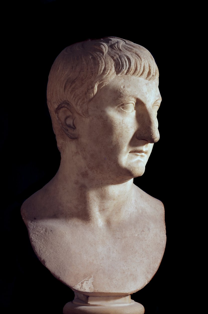 Drusus Nuoren (kuoli 23 jKr.), Rooman keisari Tiberen pojan (Tiberio Claudio Nerone, 42 eKr.-37 jKr.) rintakuva. Marmori veistos. 1. vuosisadalla jKr. Pariisi, Louvre-museo tekijältä Roman