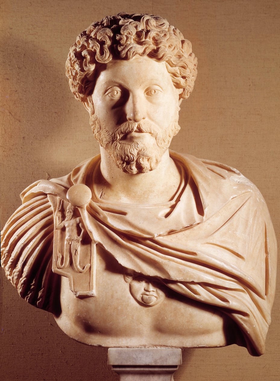 Rooman keisarin Marc Aurelen (121-180 jKr.) rintakuva, Pariisi, Louvre-museo tekijältä Roman