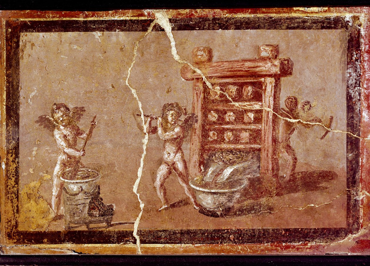 Amorit työskentelevät (fresko tekijältä Roman