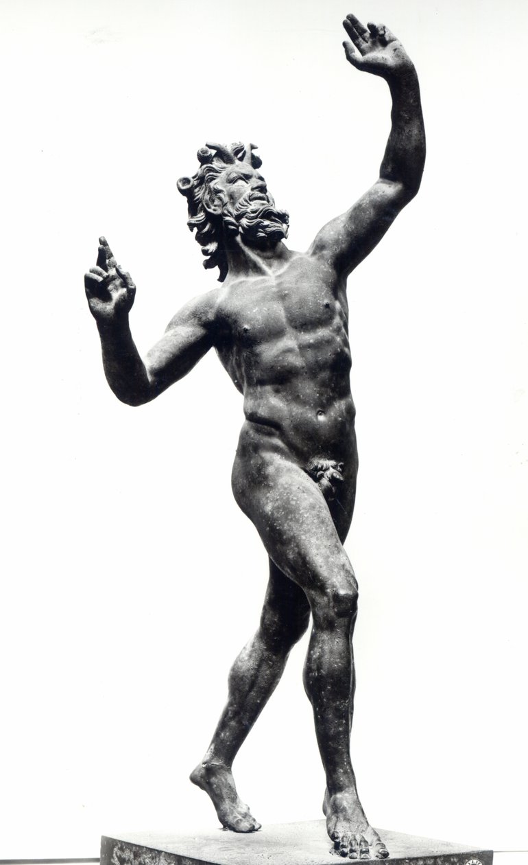 Dancing Faun, House of the Faun, Pompei (pronssi) (m/w kuva) tekijältä Roman