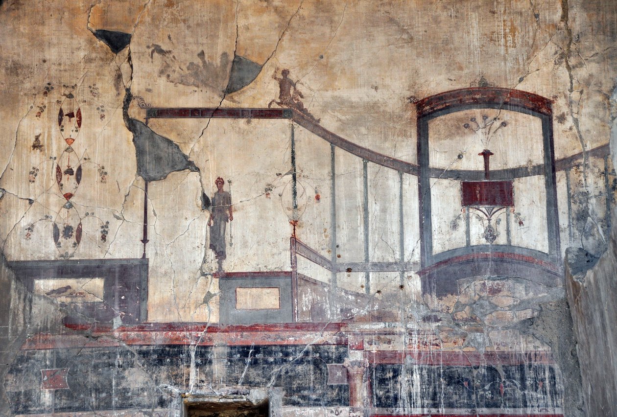 Yksityiskohta roomalaisesta freskosta, Herculanum (fresko) tekijältä Roman