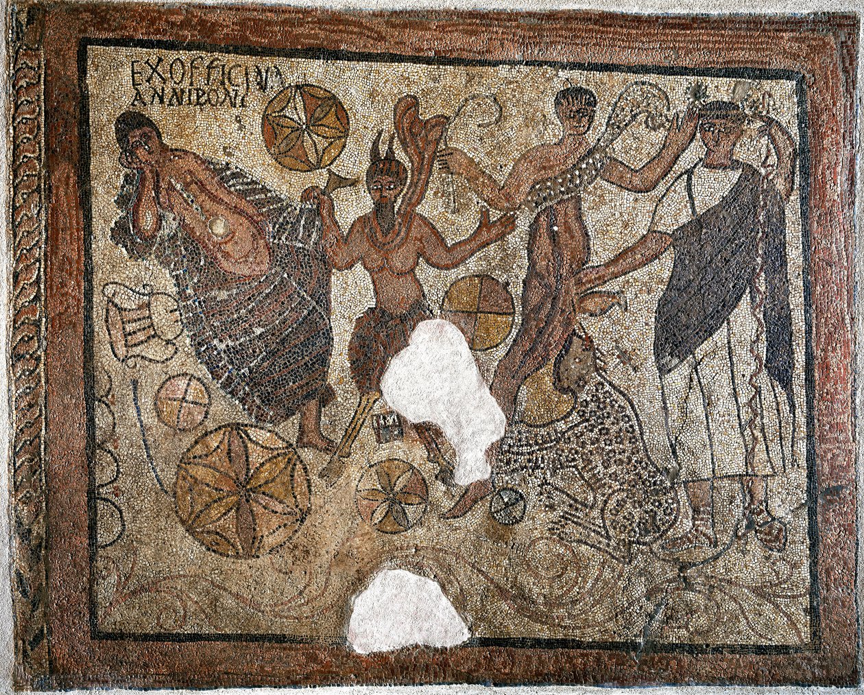 Dionysos ja Ariadne - Mosaiikki, 4. vuosisata tekijältä Roman
