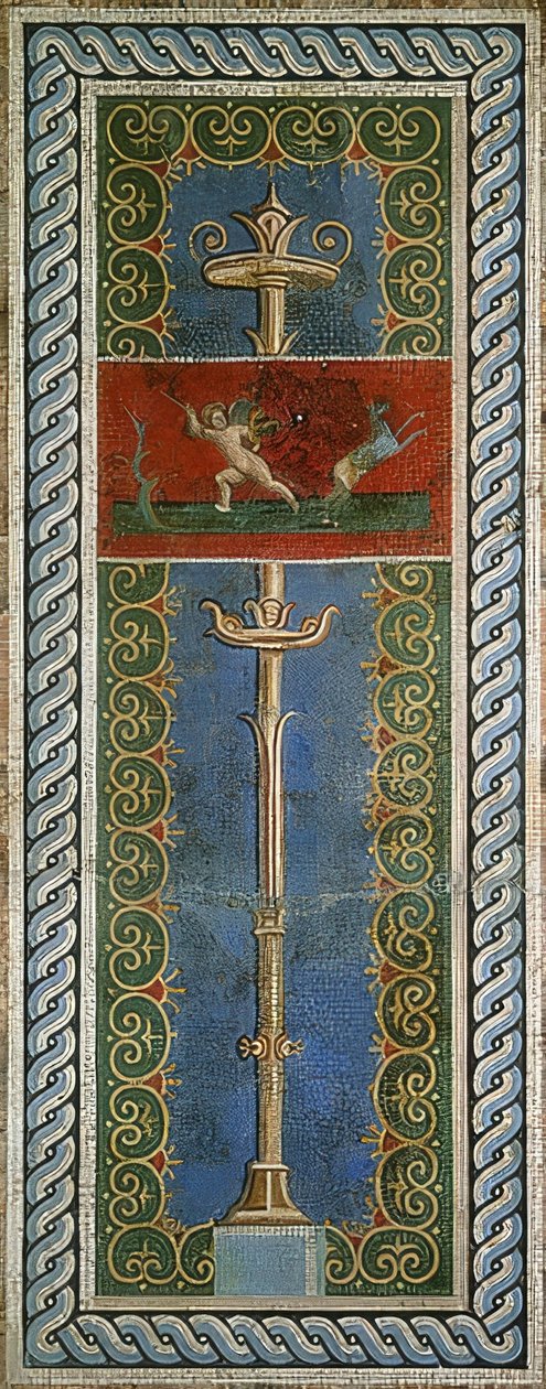 Eros metsästäjänä, yksityiskohta Pompeijissa löydetystä seinämosaiikista. tekijältä Roman