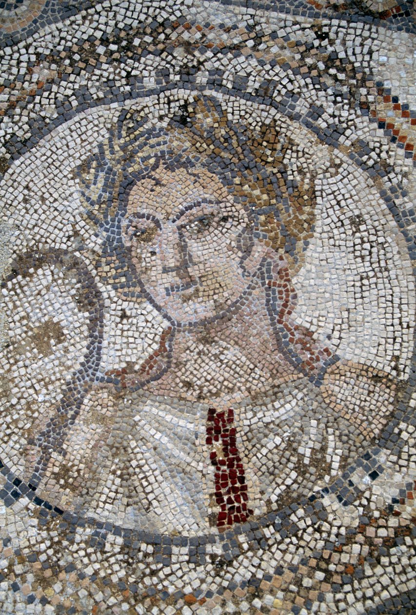 Naisen kasvot, mosaiikki roomalaisessa Volubilisin kaupungissa (UNESCOn maailmanperintöluettelo). tekijältä Roman