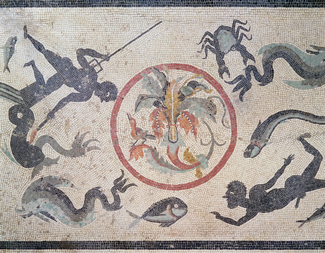 Kalastajat ja merieläimet, 1. vuosisadalla jKr (mosaiikki) tekijältä Roman