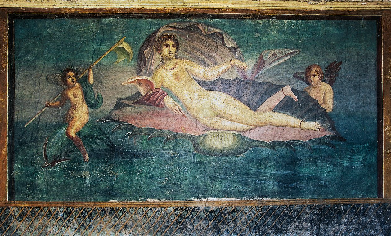 Fresko, joka kuvaa Venusta, House of Venus in Shell, Pompei (Unescon maailmanperintöluettelo) tekijältä Roman