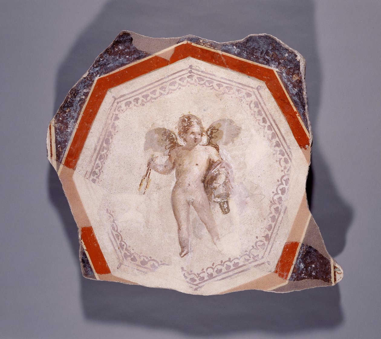 Fresko Cupidosta, jossa on kaksi tikkua ja sanko tekijältä Roman
