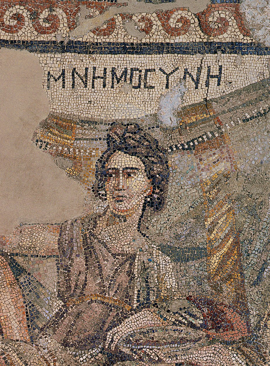 Funerary Symposium, Antiokian hautausmaa, 4. vuosisadan lopulla jKr. (mosaiikki) (242530:n yksityiskohta) tekijältä Roman